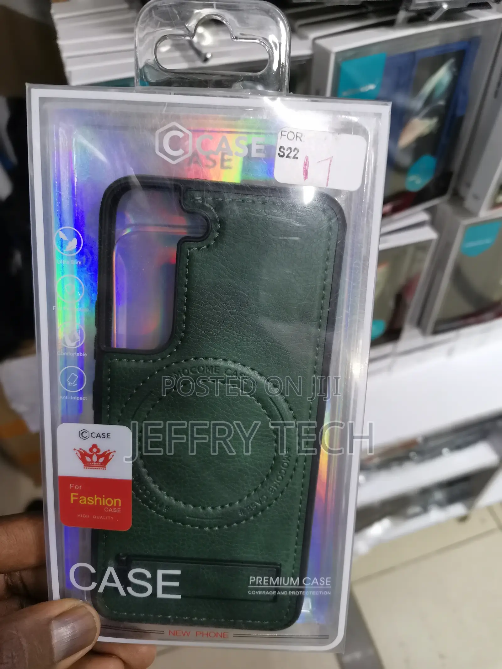 Leather Case for Magsafe for Samsung Galaxy S22-Green
