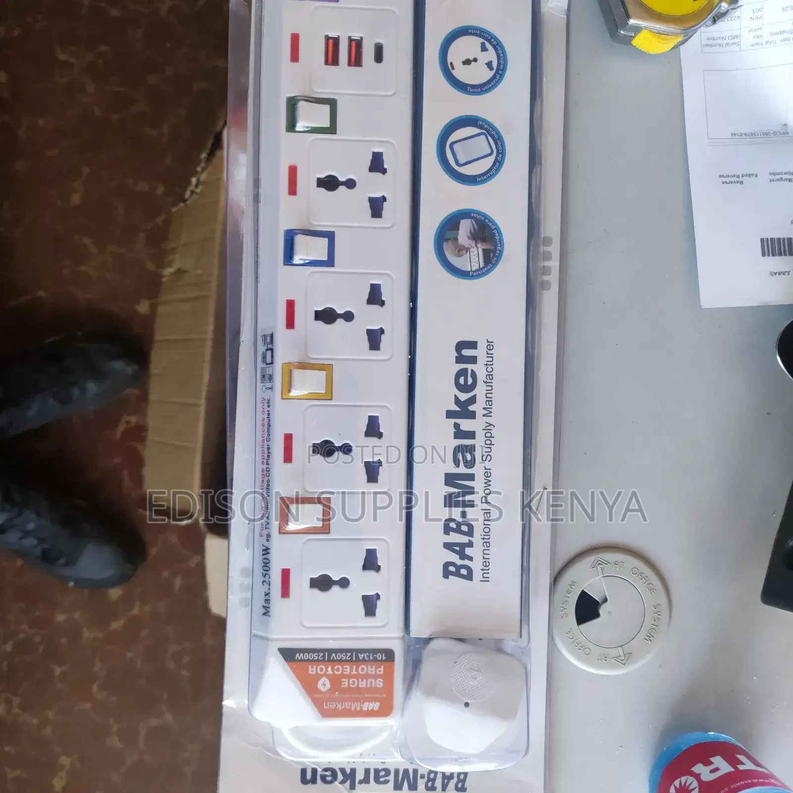 Extension Cable 4 Way Surge Protector With 2 Usb Type C