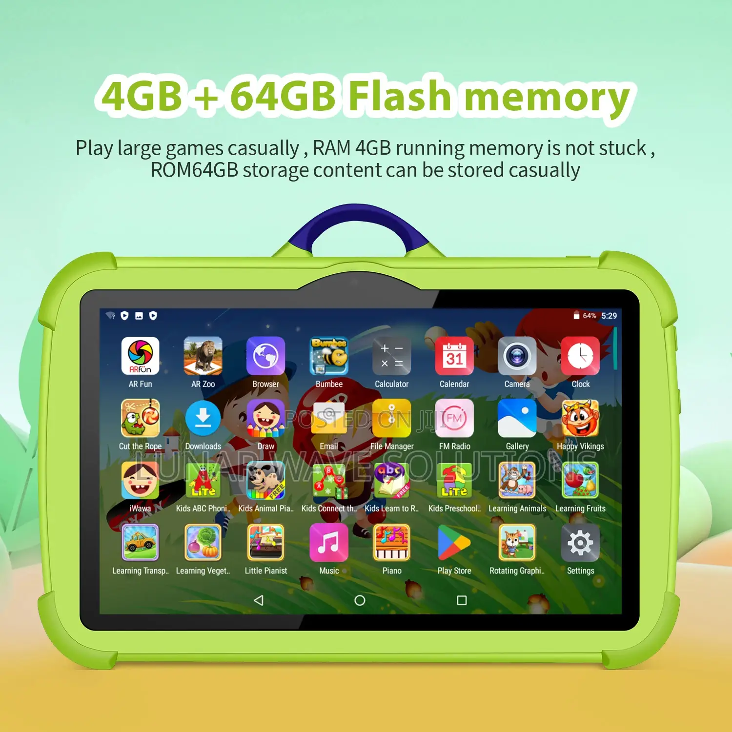 7" Kids Learning Tablet | 4GB+64GB | Dual Cameras | Protecti