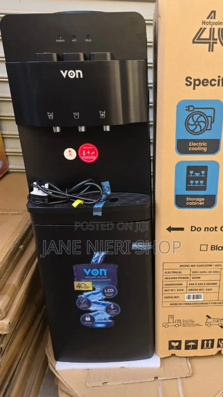 Black Von Hot Normal, Cold 3 Taps Dispenser HNC/V
