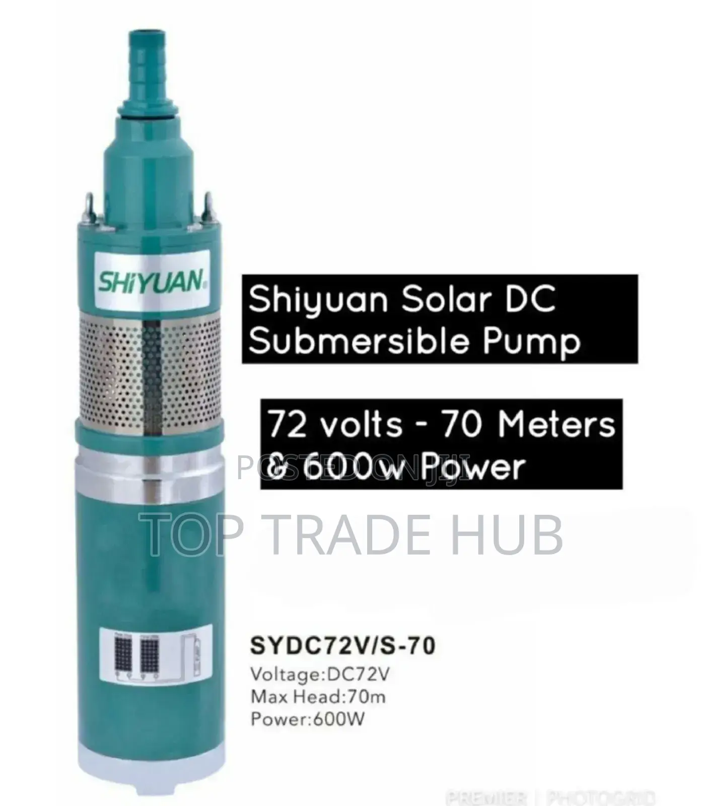 Shiyuan Solar DC Submersible Pump 72v 600w 70-Meter Head