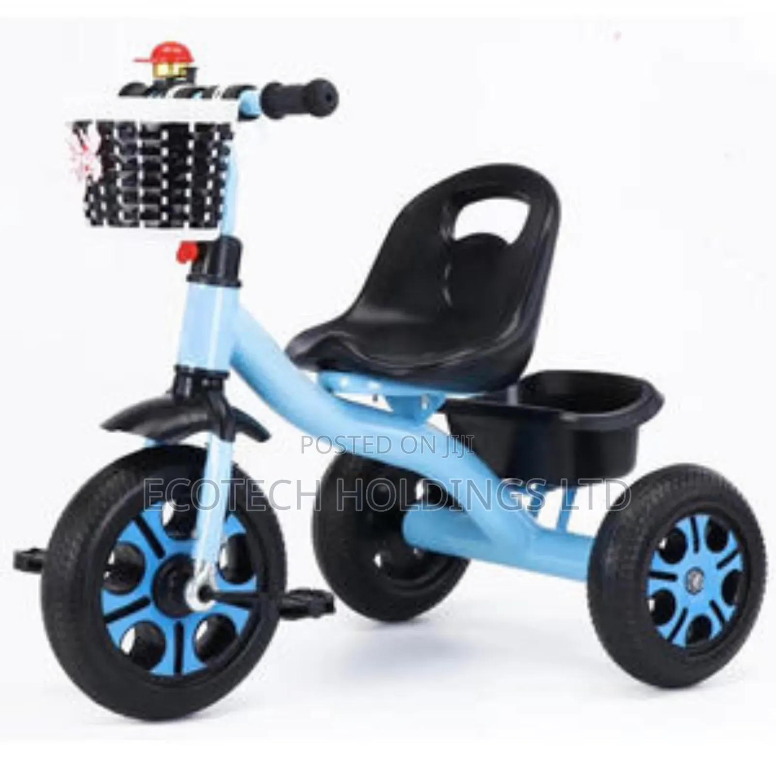 Blue Kids Tricycle With 3 Wheels and a Basket Kj7