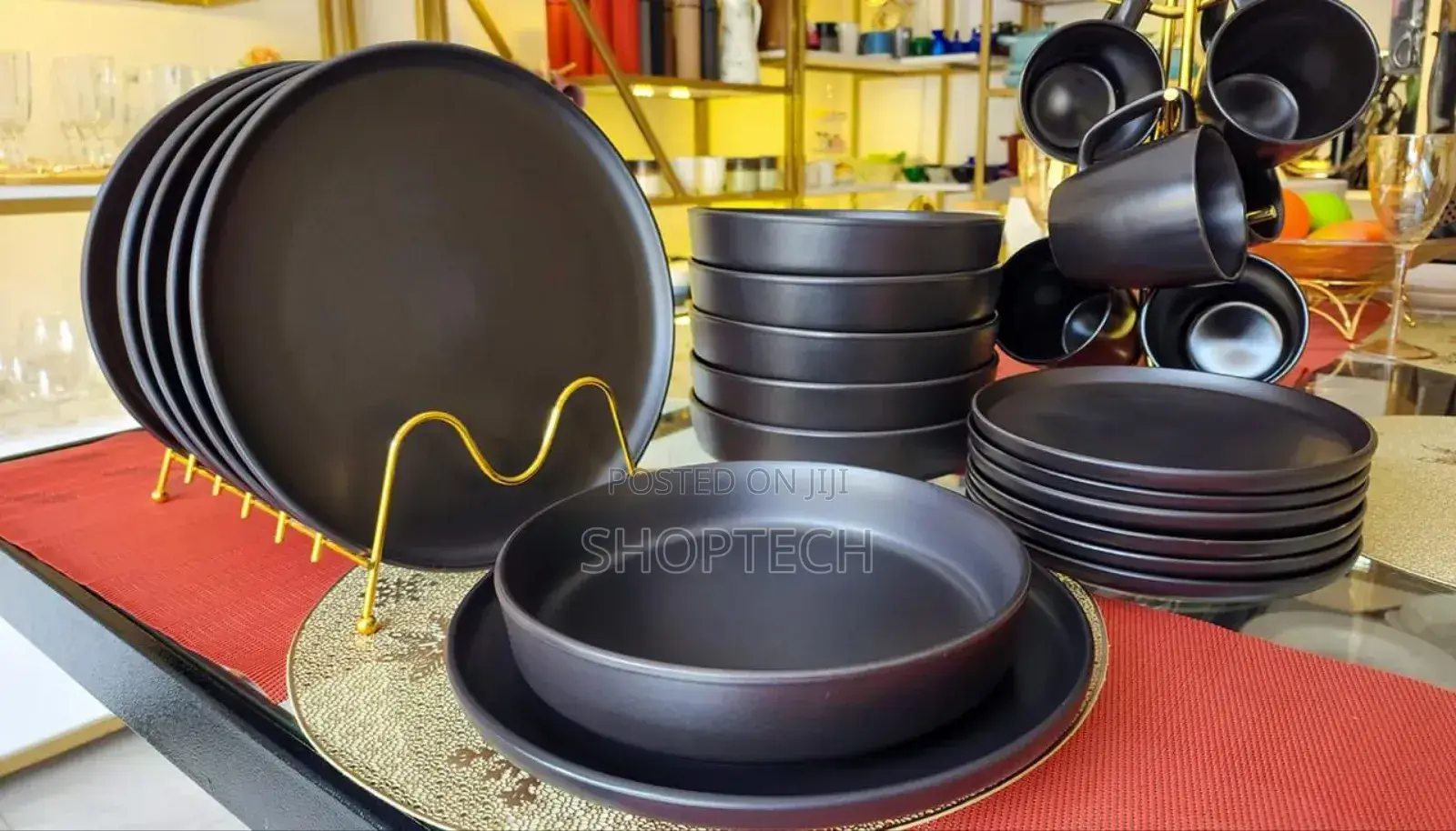 24pcs Black Ceramic Dinner Set