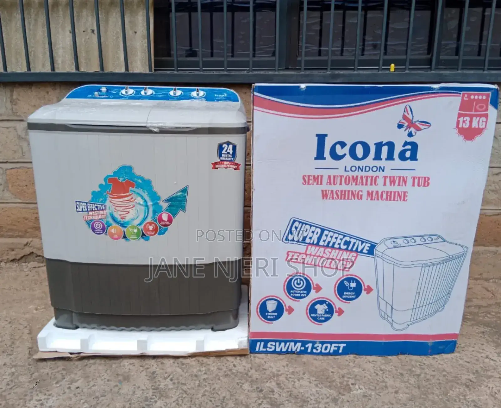 White Icona 13 KGS Washing Semi Automatic Machine IWM/