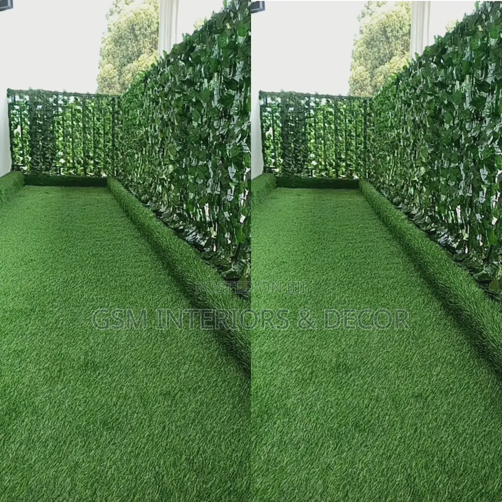 Balcony Green Fence With Artificial Grass Carpet