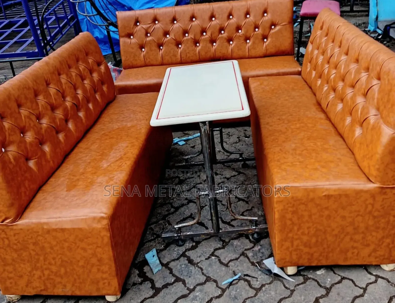 Comfy Restaurant Set of Couches and a Table.