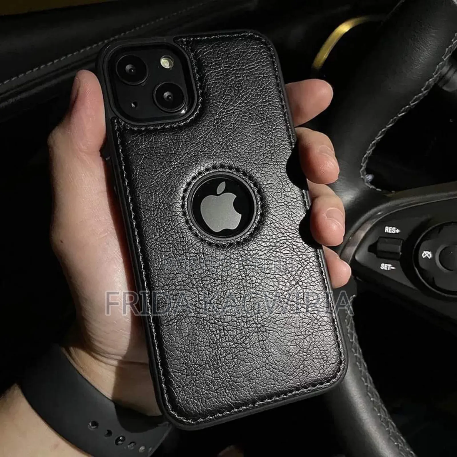 iPhone 14 Pro Leather Back Cover ( Brown and Black)