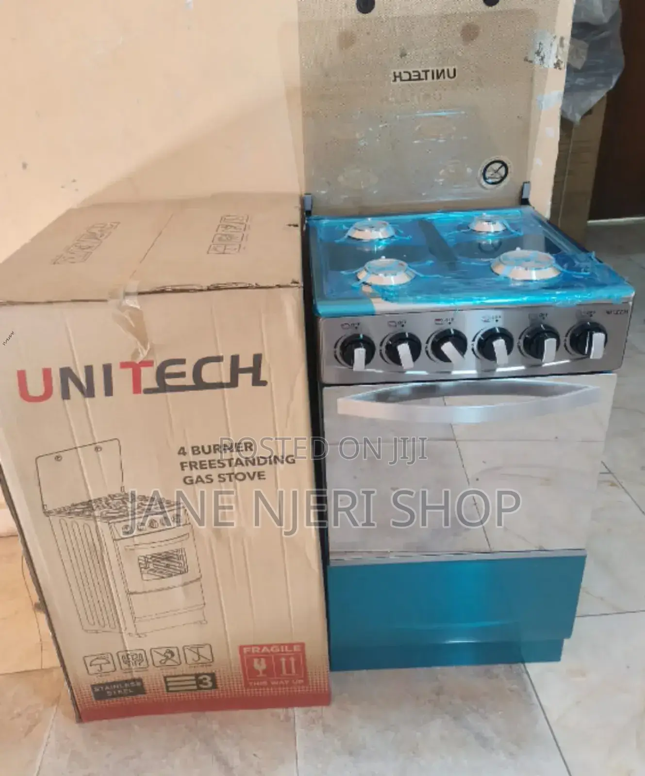 Silver 50*55 Unitech 4 Gas Free Standing Cooker