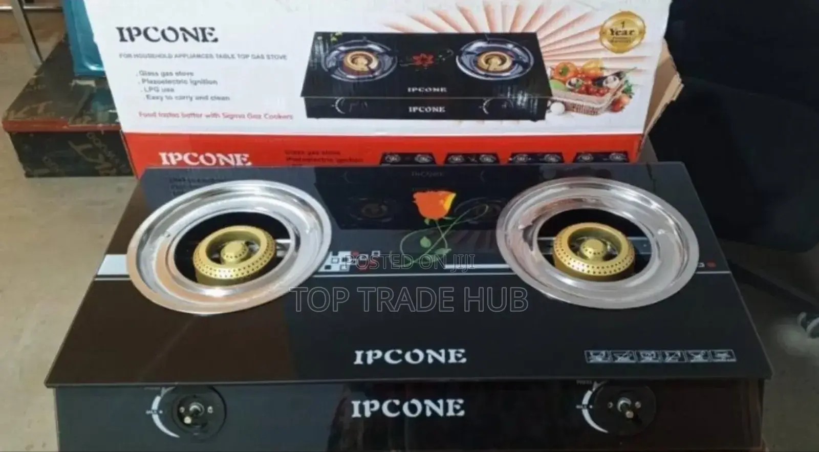 Ipcone Glass Top 2 Burner Gas Cooker