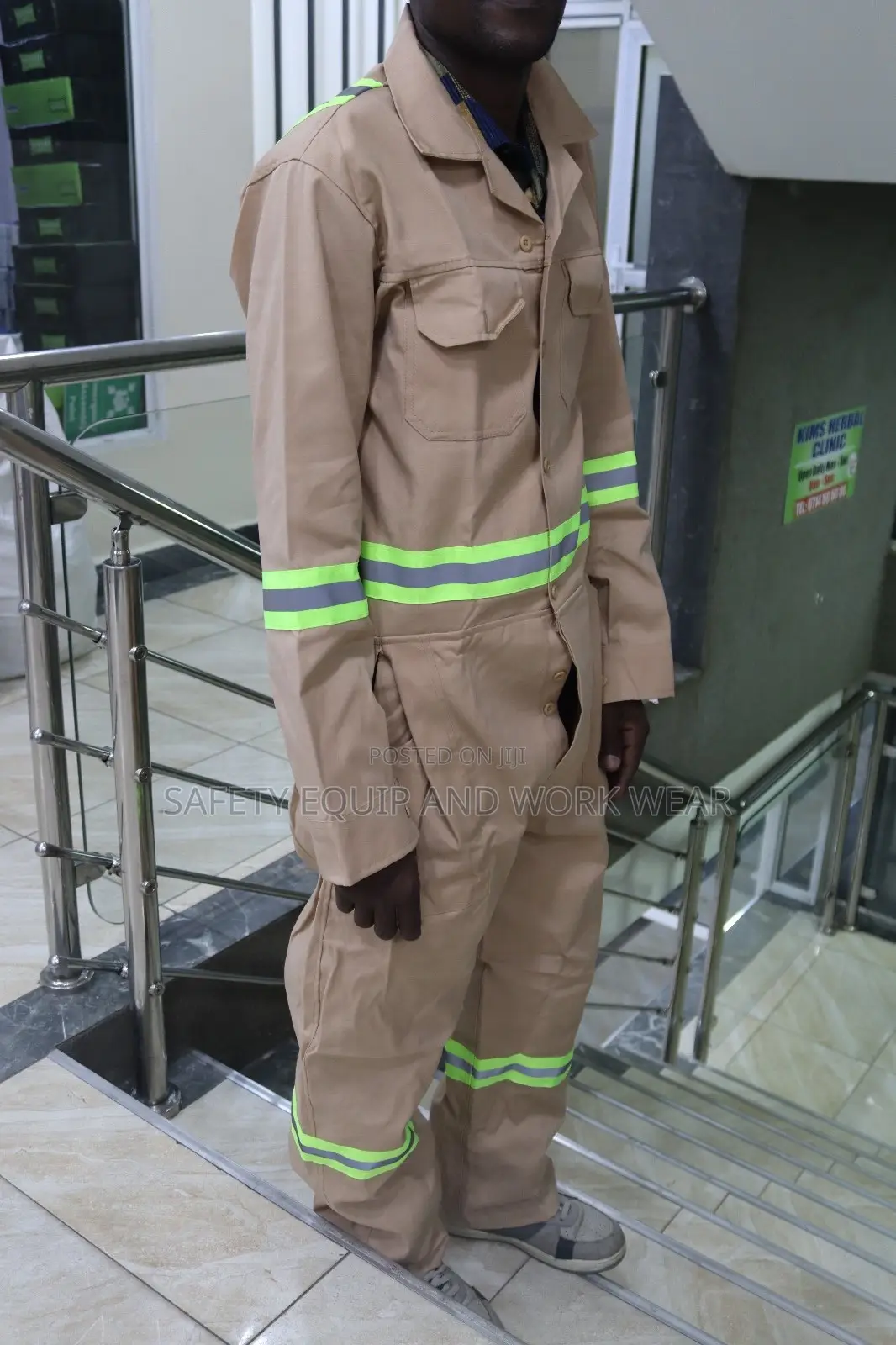 Beige Reflective Safety Overall