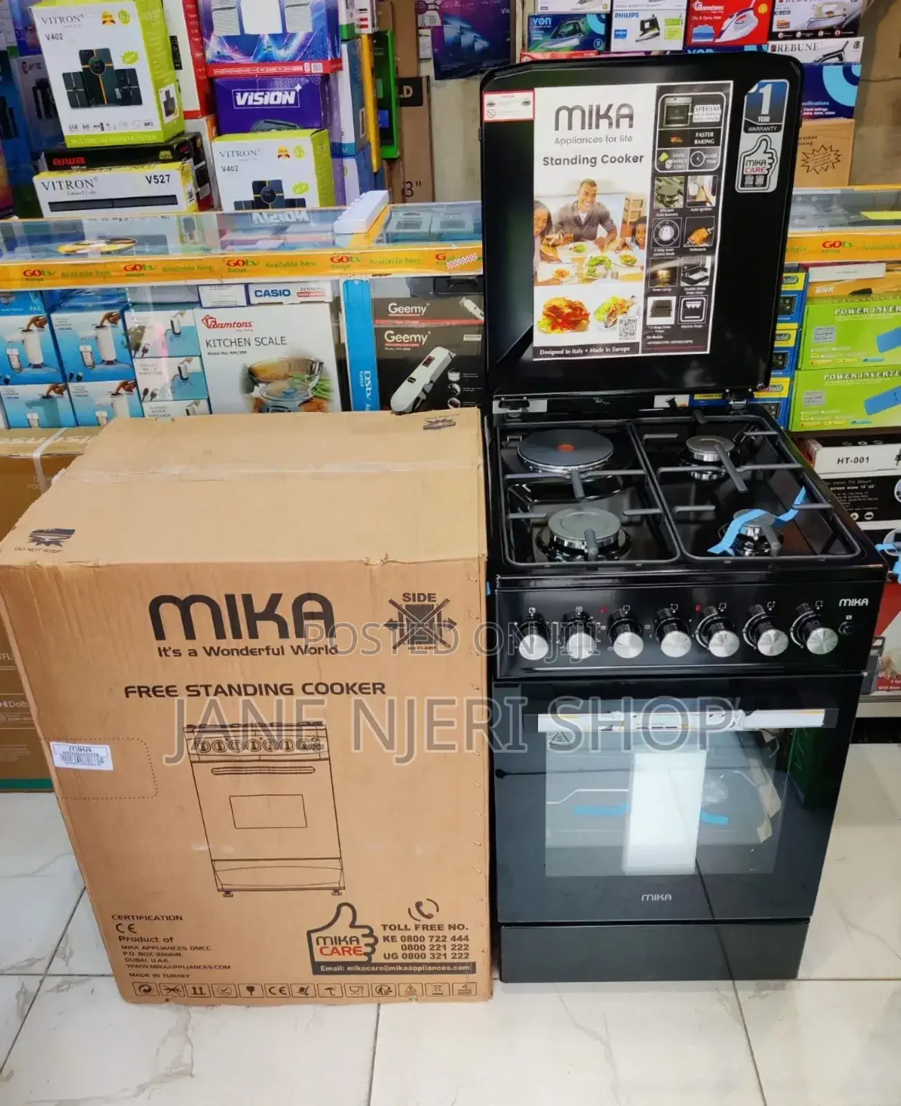 Marble Mika Standing Gas Cooker 58*58 3gas + 1electric M/Ka