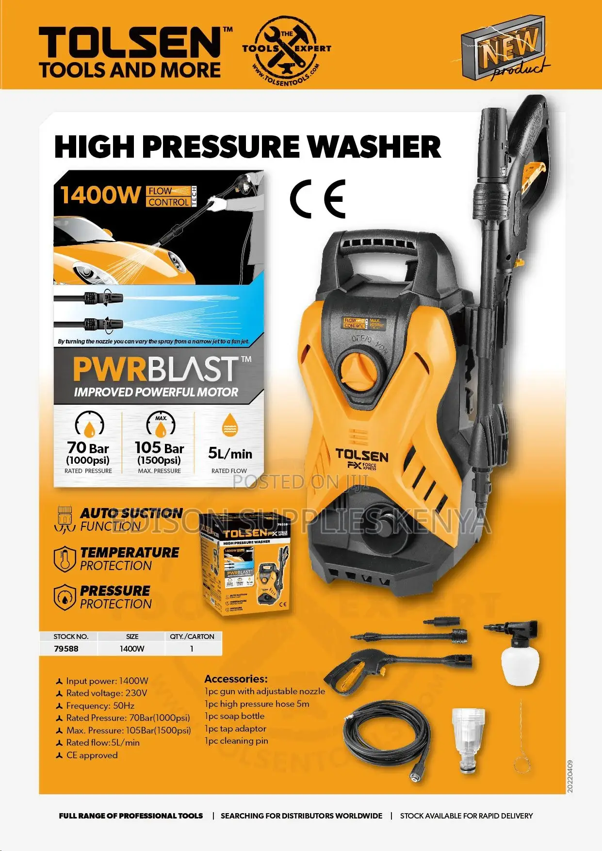 Pressure Washer Tolsen Heavy Duty For Car Wash Machine 1400W