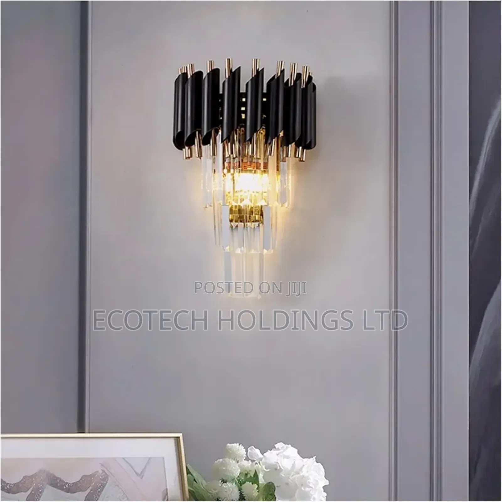 Modern Crystal Wall Sconce Chandelier Black Golden Light Ye3