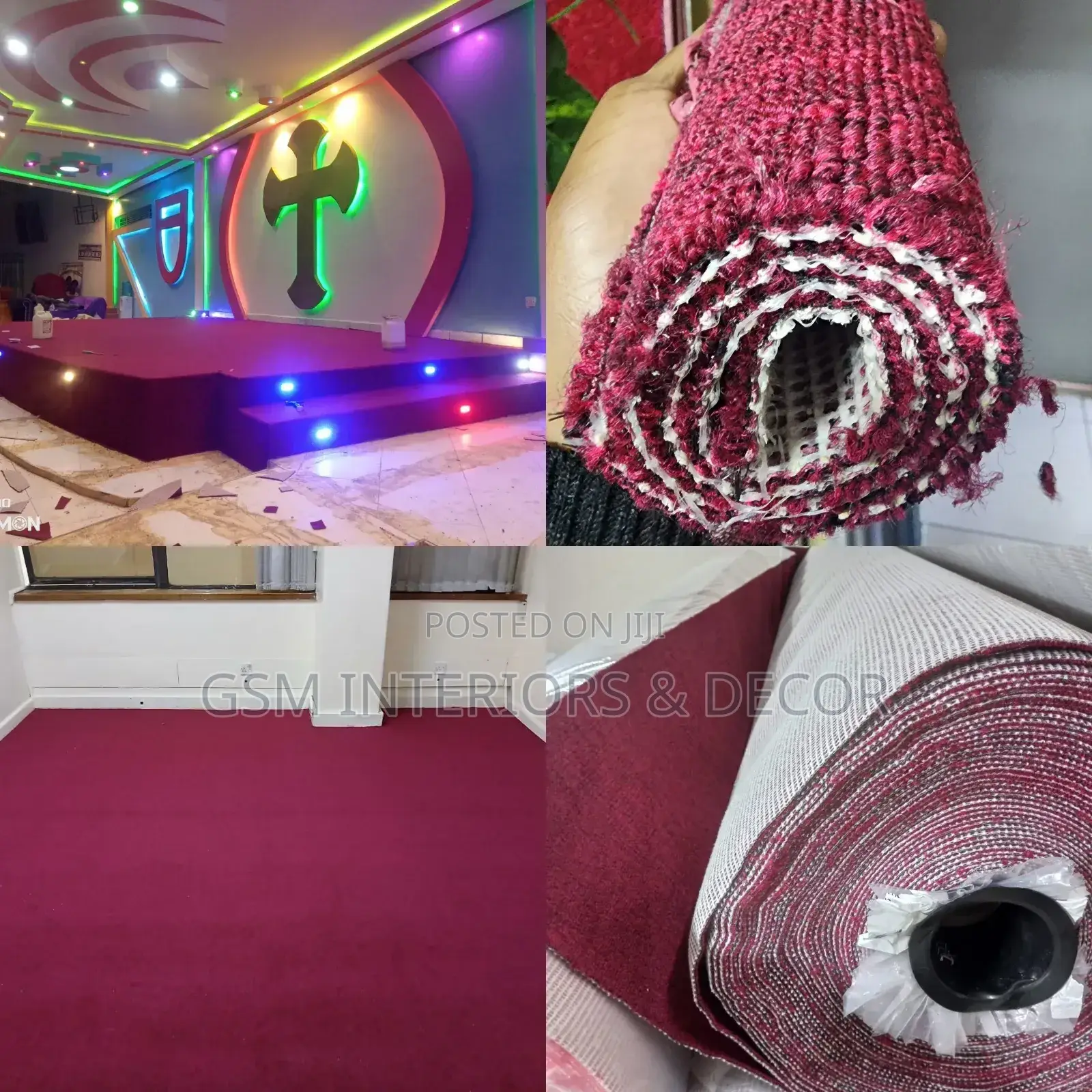 Maroon Wall to Wall Carpets for Church/Office