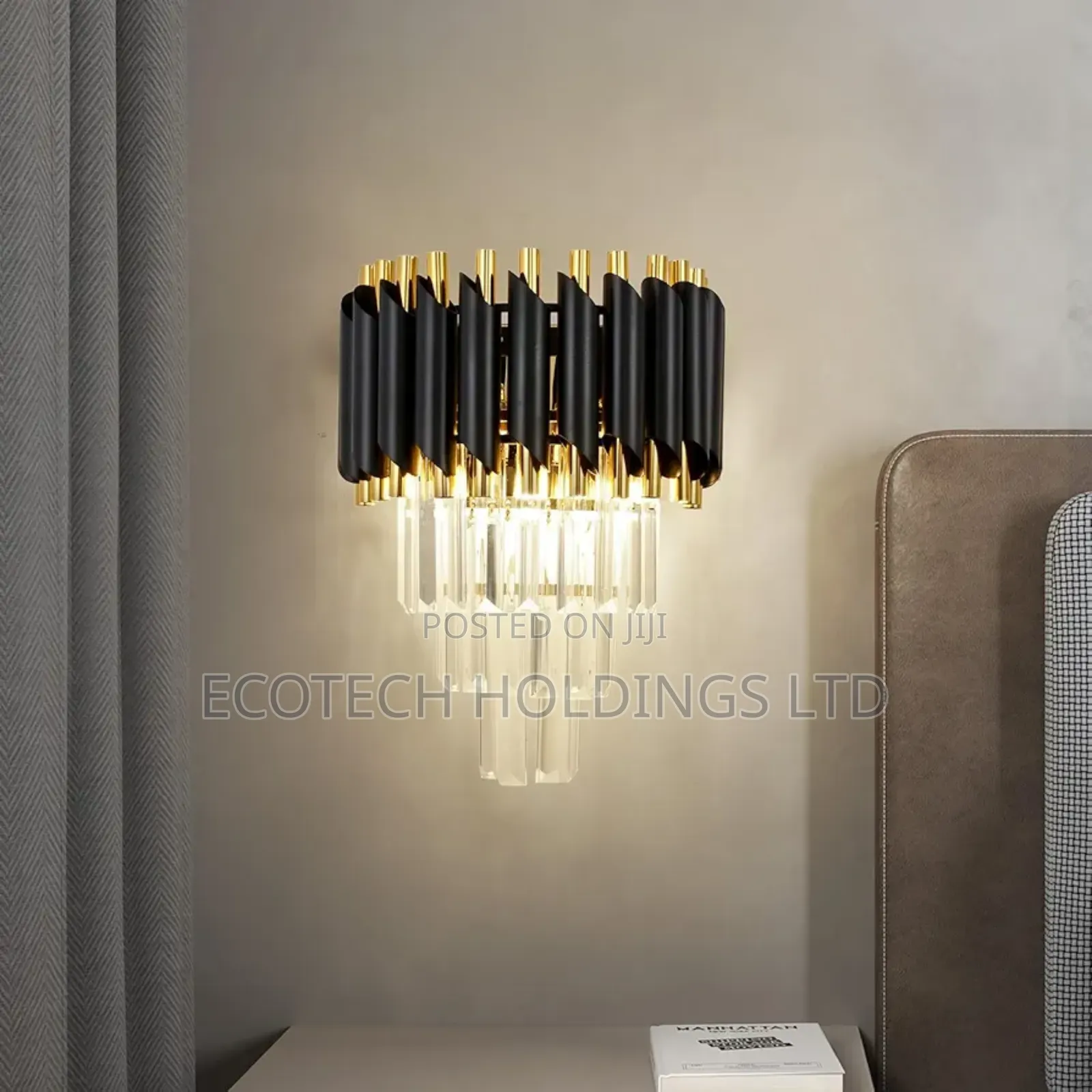 Modern Black Golden Crystals Chandelier Light Yfk9