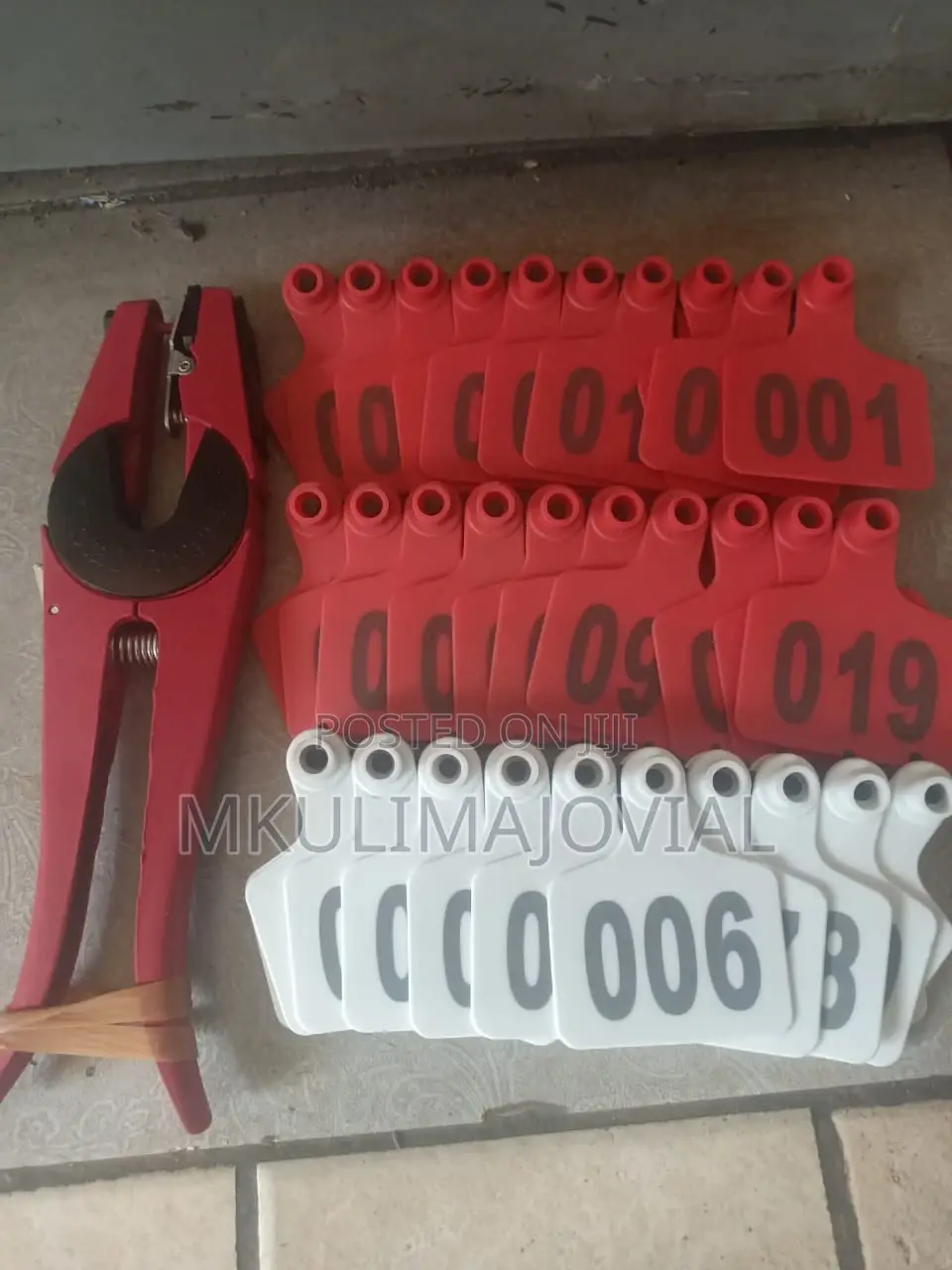 White/ Red Goats Numbered Ear Tags