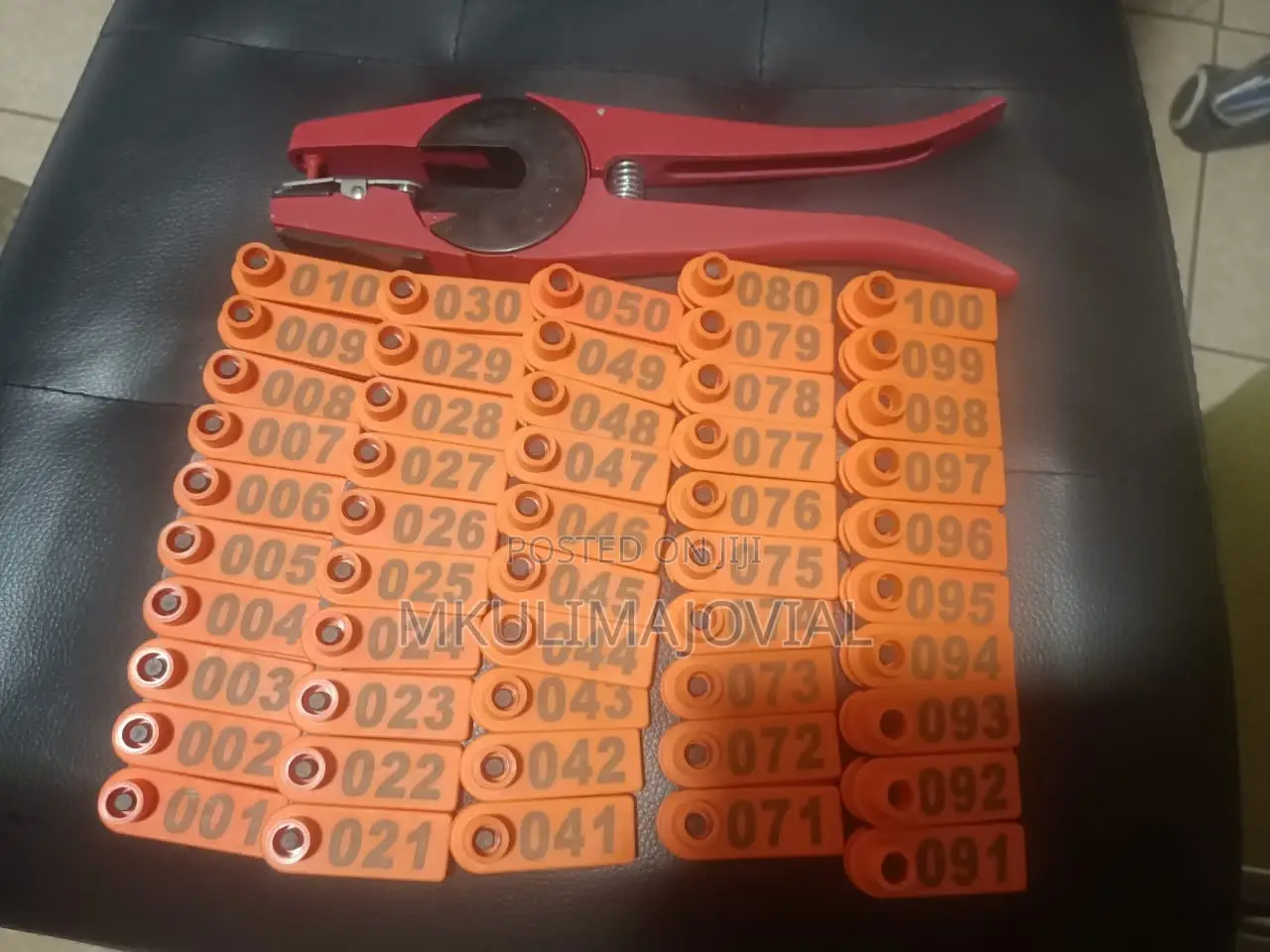 Orange Slim Numbered Ear Tags for Goats/Sheep