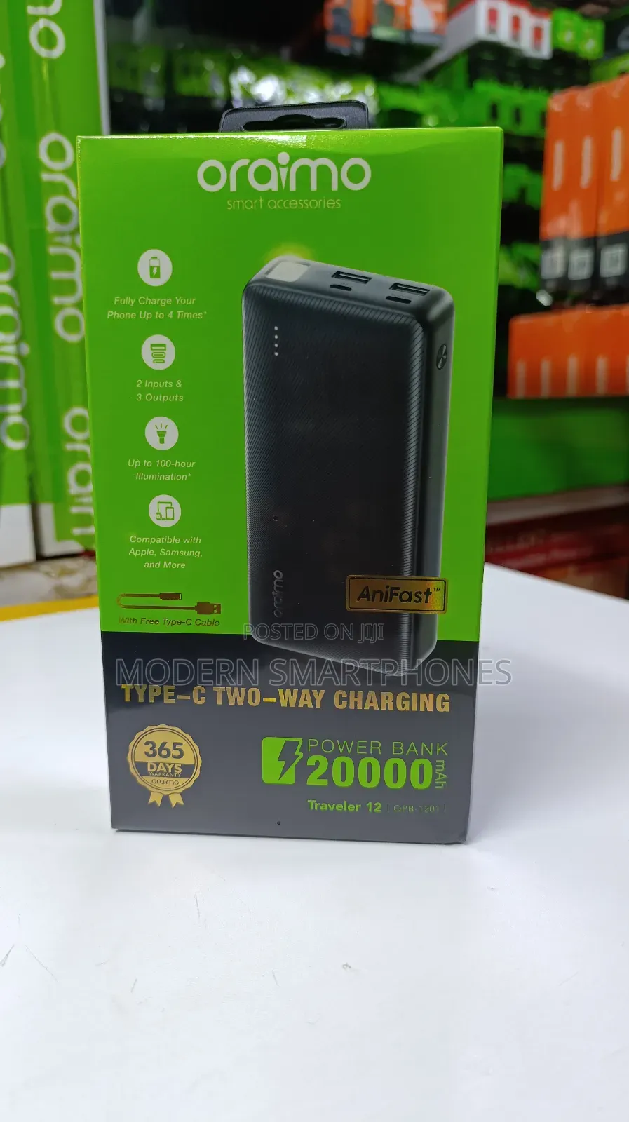 ORAIMO 20000mah Powerbank Type C Output With 3 Outputs