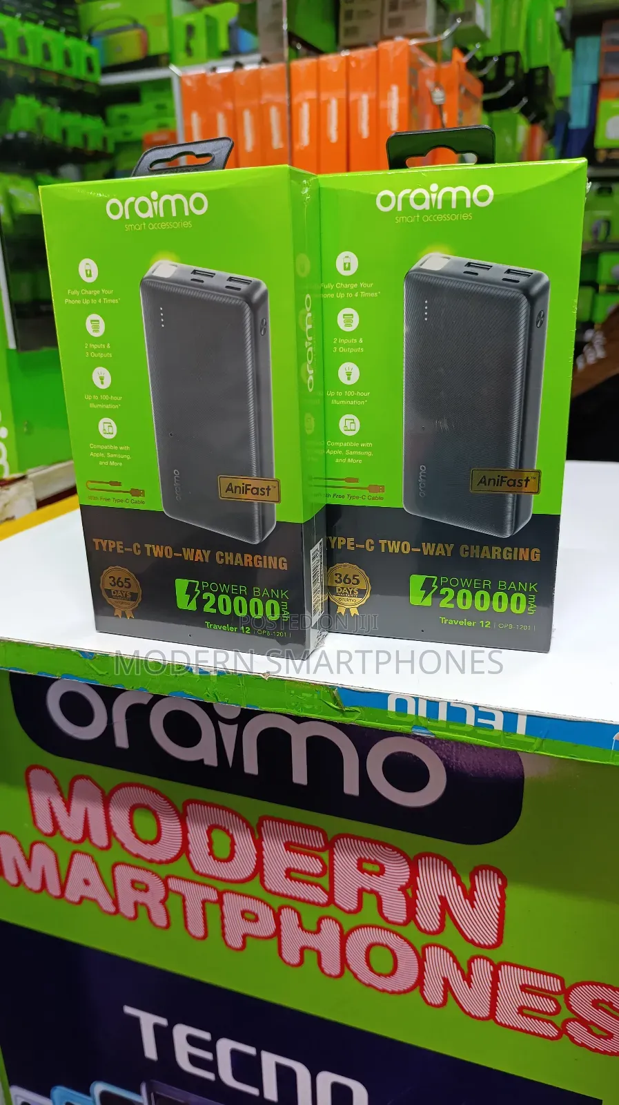 ORAIMO 20000mah Powerbank Type C Output With 3 Outputs