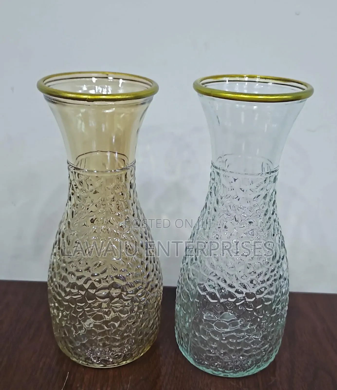 Clear High Gold Brim Flower Vase