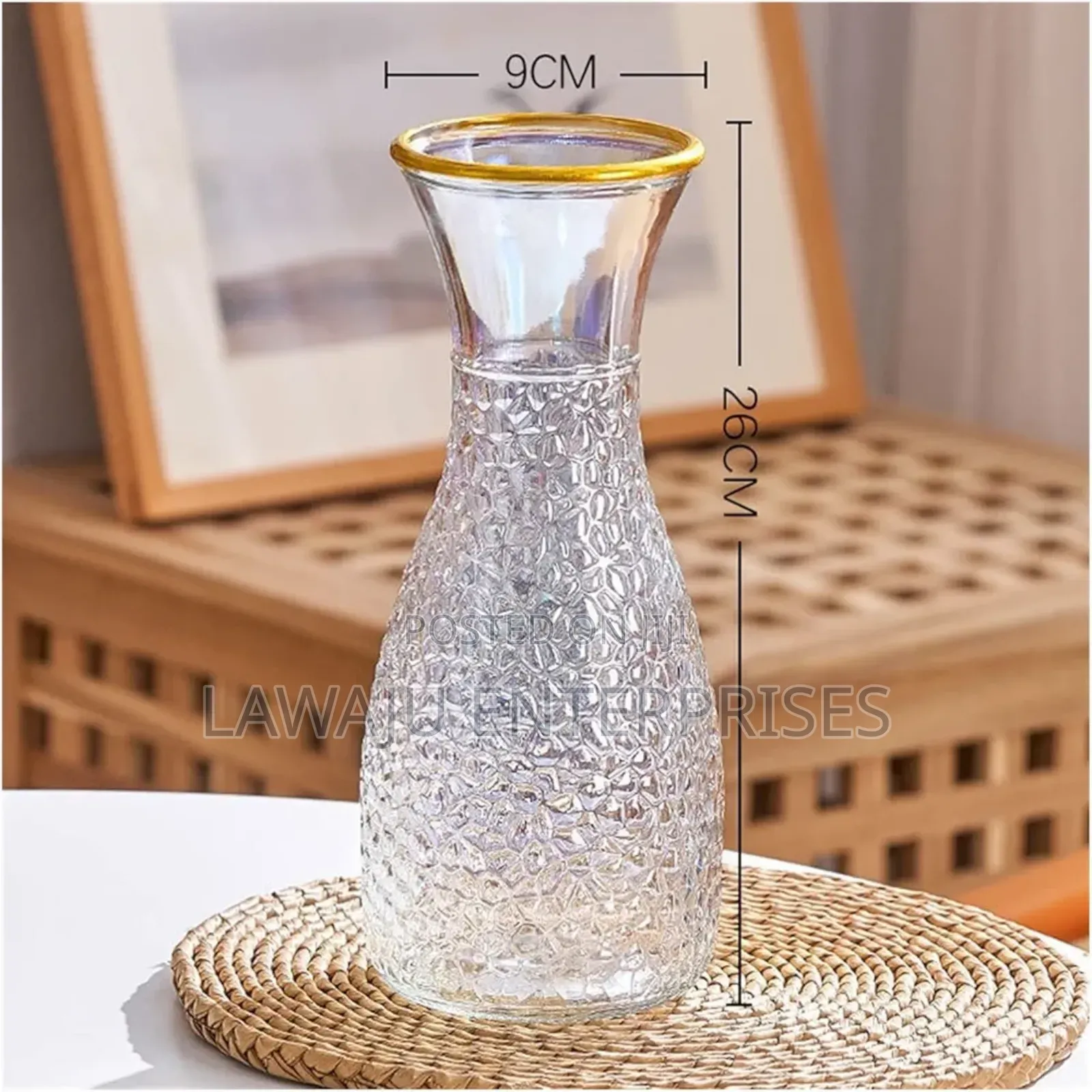 Clear High Gold Brim Flower Vase