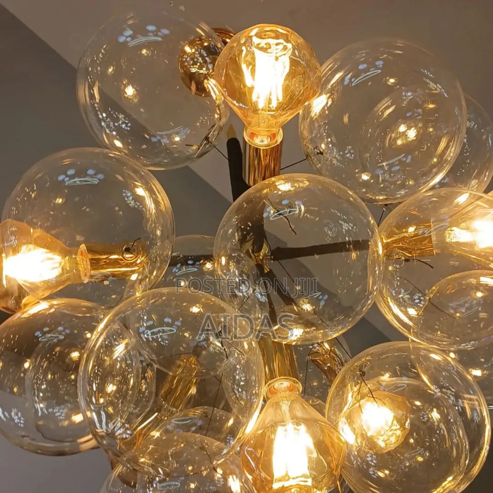 Black and Gold Chandler With Bulbs