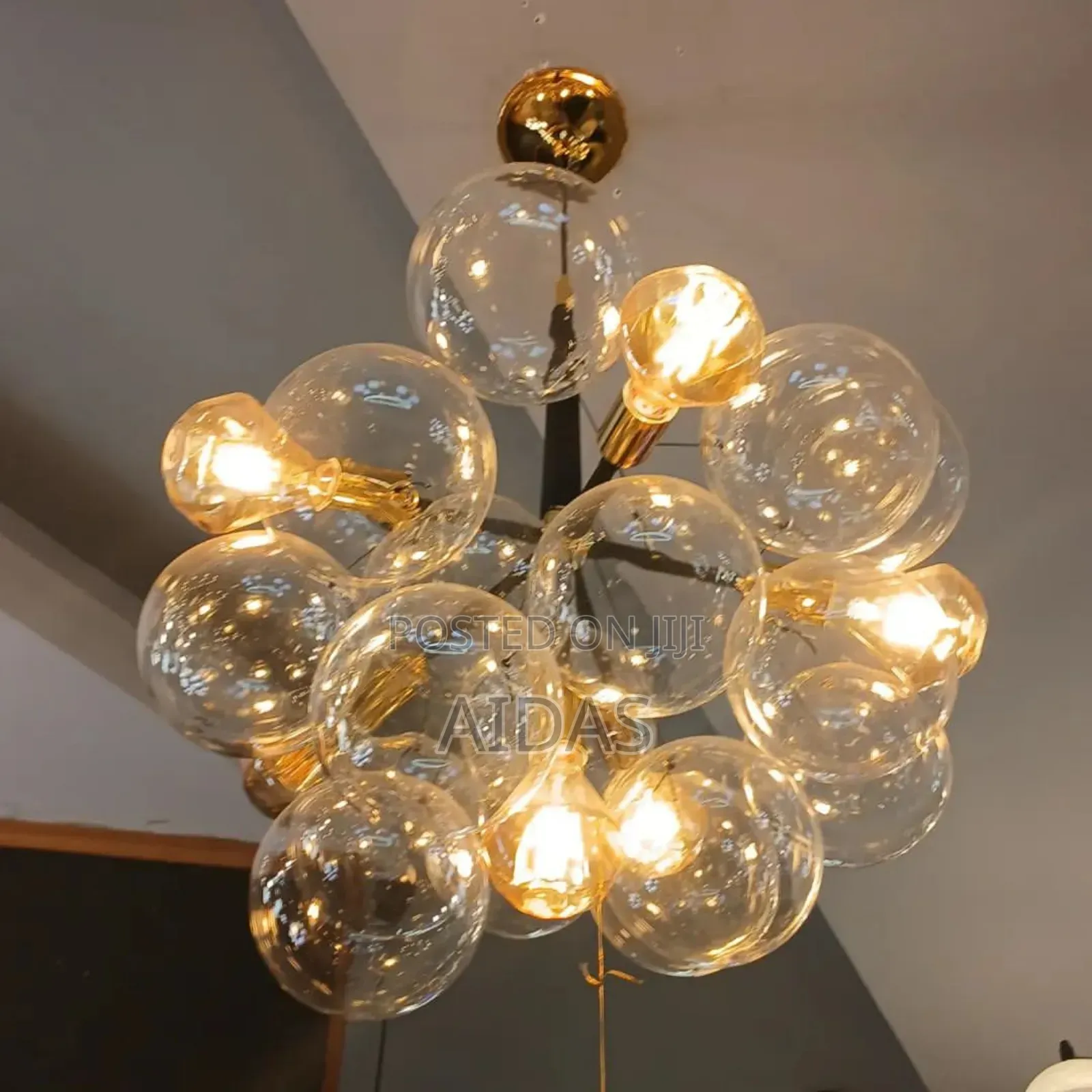 Black and Gold Chandler With Bulbs