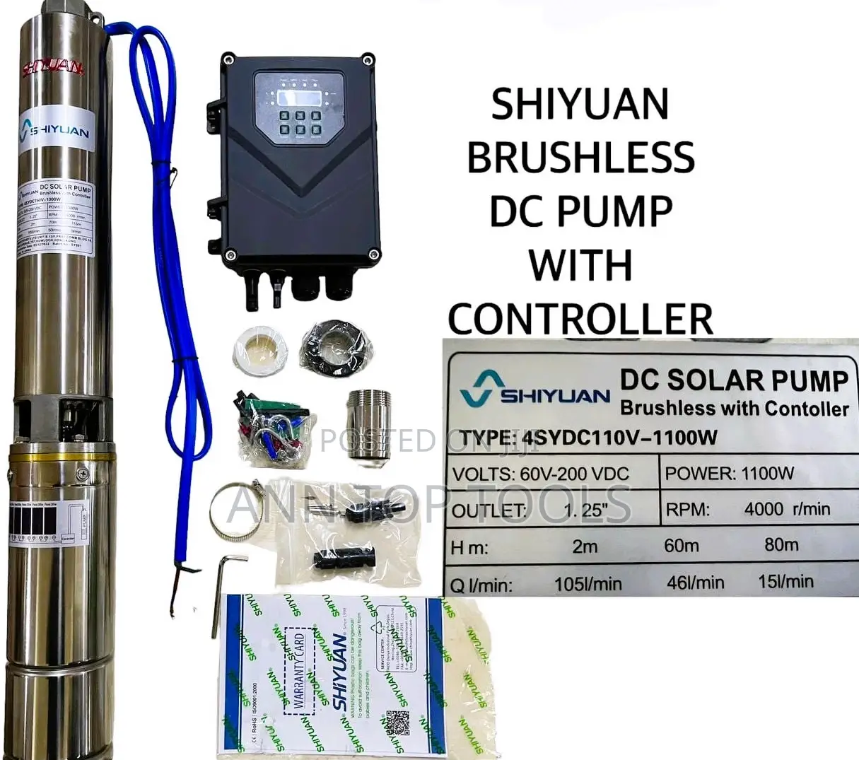 Brushless Dc Submersible Waterpump 80mtr 1100w