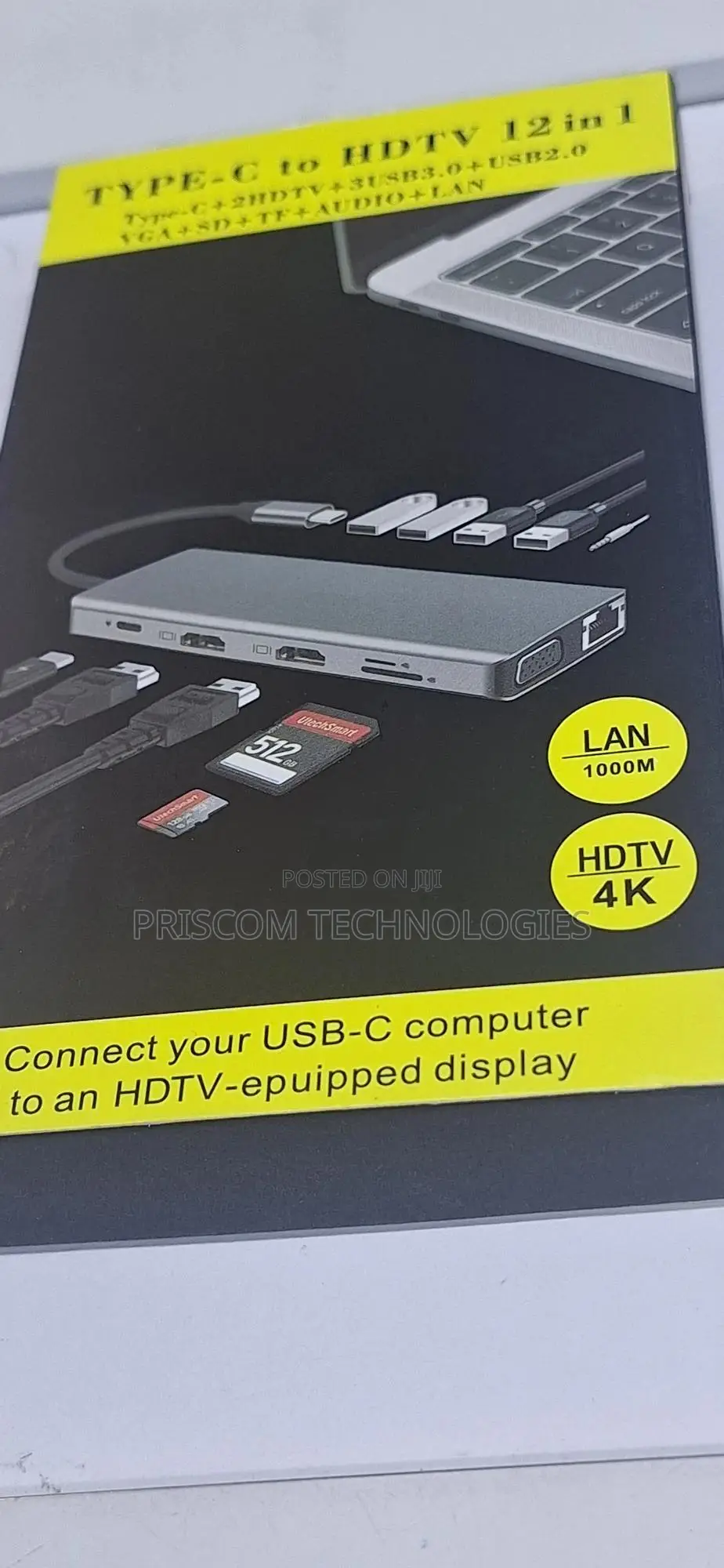 Type C to Hdmi HDTV 12 in 1 Adapter With VGA, SD, TF Audio