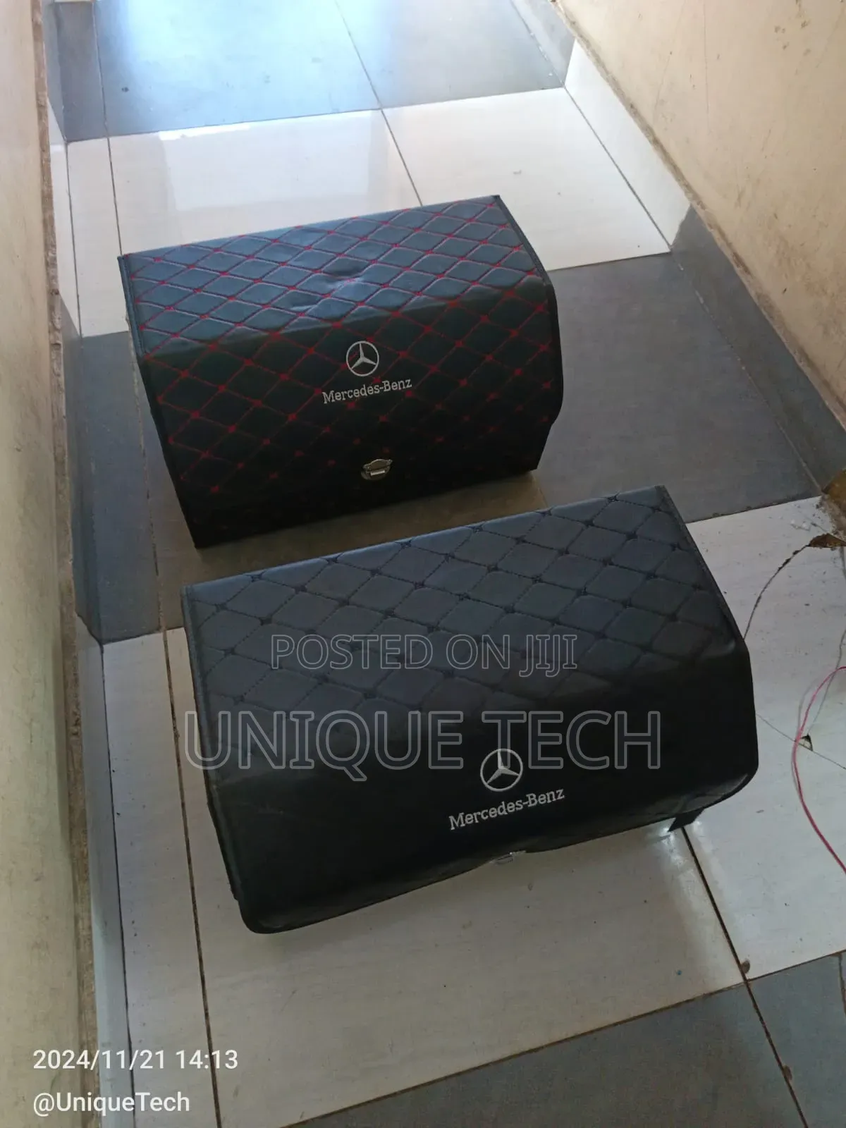 Mercedes Leather Branded Car Boot Organizer With Portions