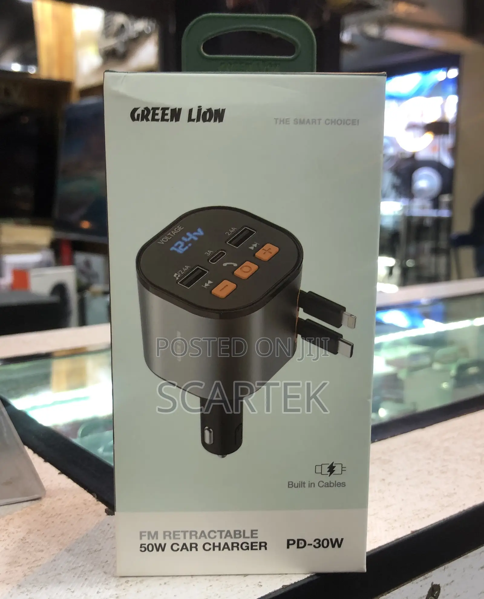 Fm Retractable 50W Car Charger