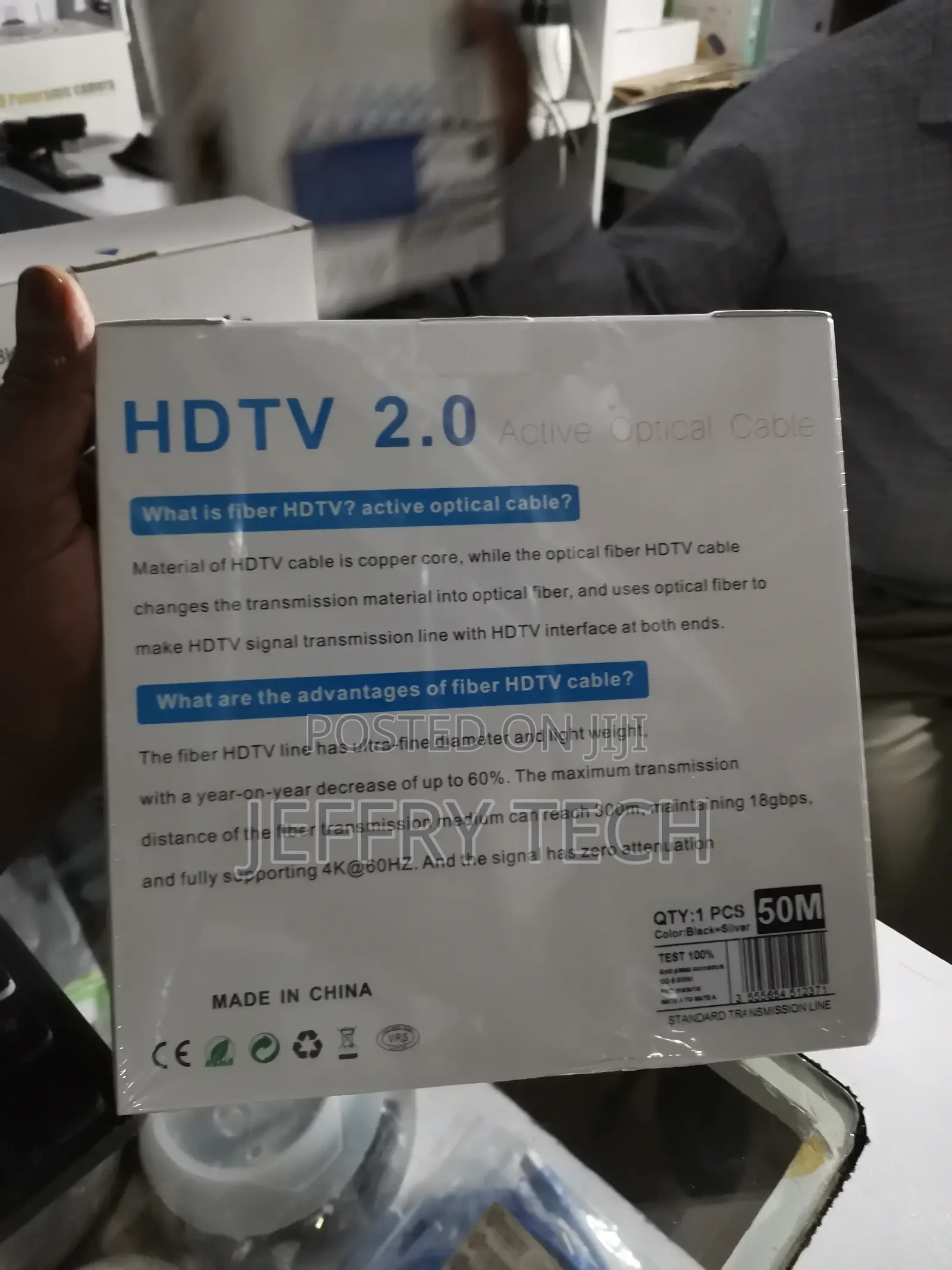 50 MTR HDMI 2.1 Fiber Optic Cable Supports at 60hz at 120hz