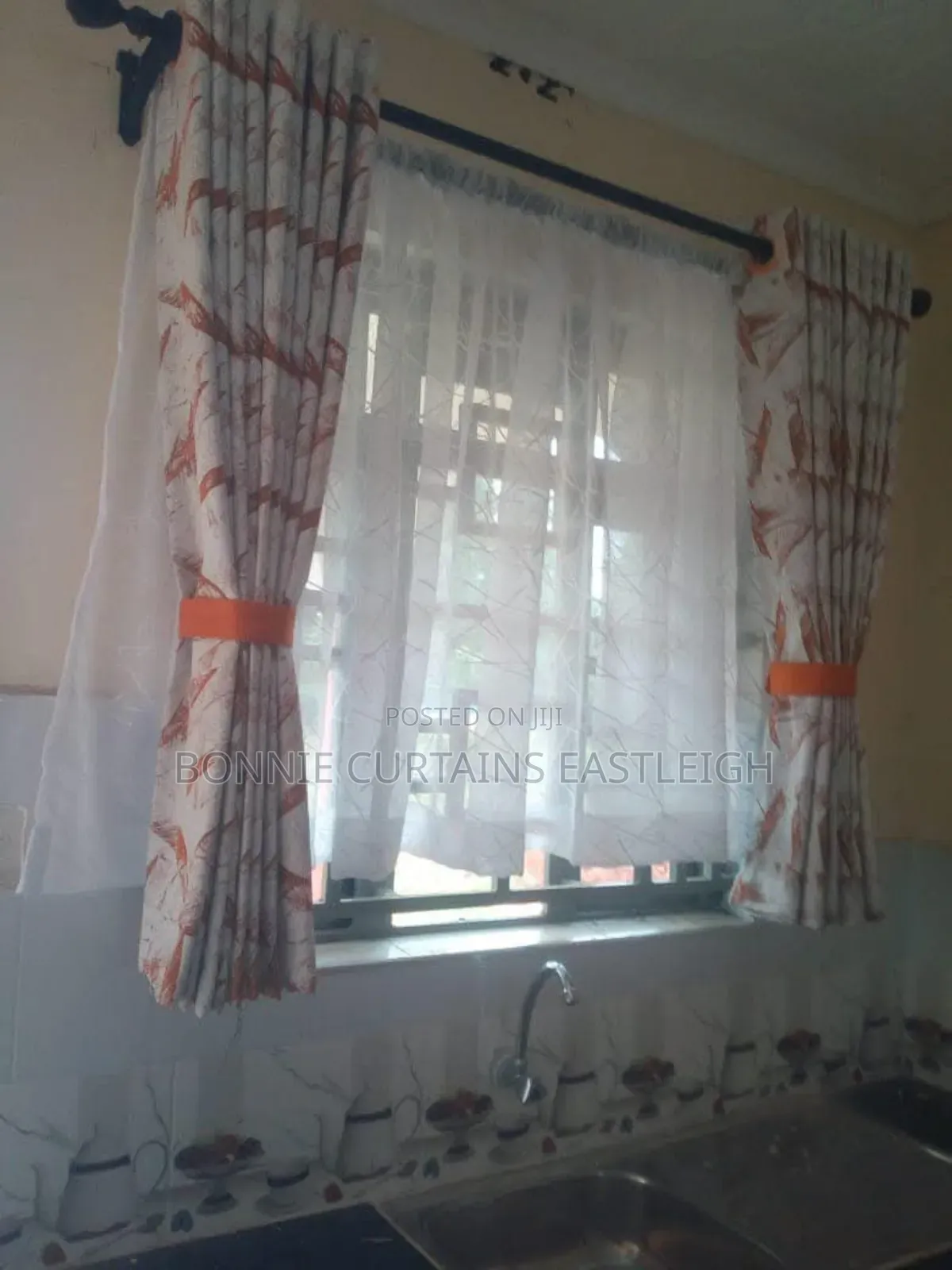 Orange Mixed White Curtains