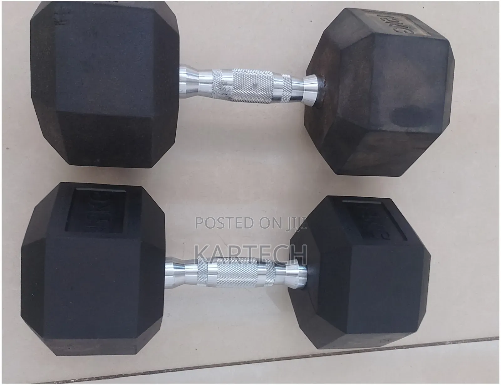 20kg Rubber Coated Hexagonal Dumbbells Set (Pair)