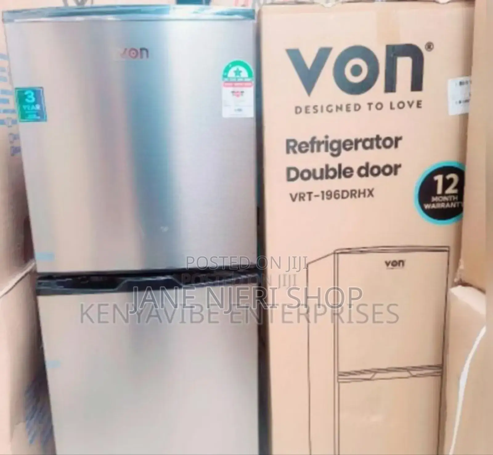 195l Von Double Door Fridge