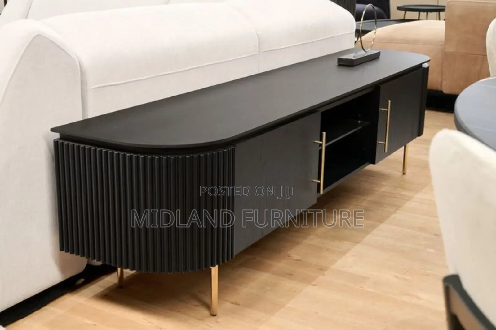 Black Tv Stand With Gold Decor