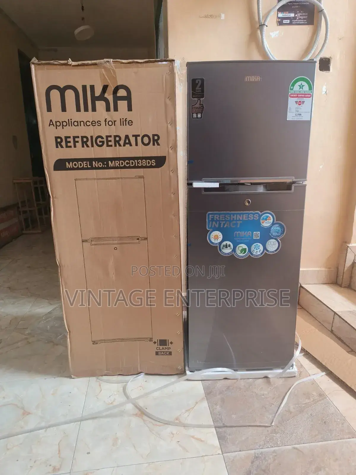 *Mika 138litres Double Door Refrigerator