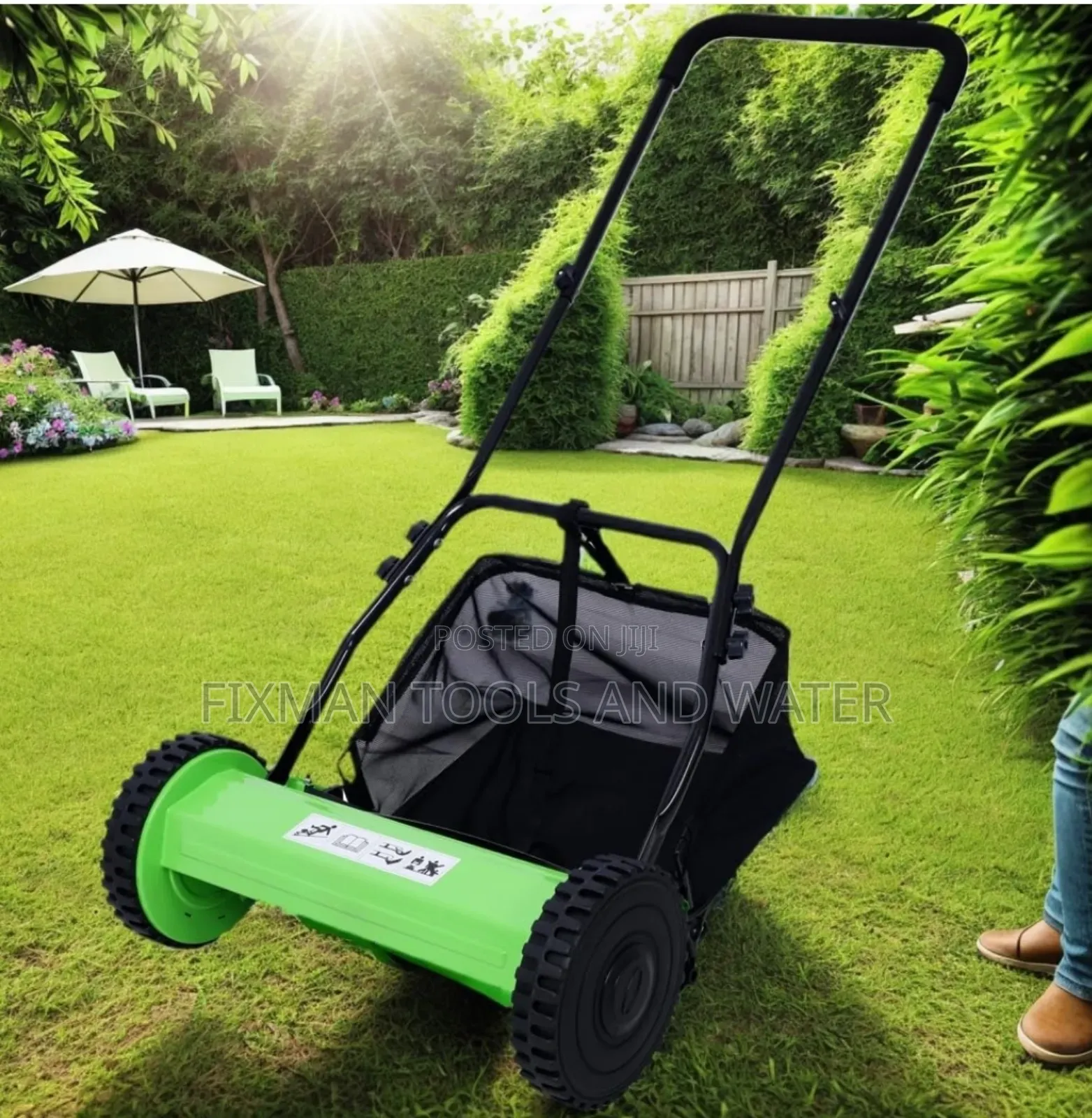 Manual Lawn Mower 9 Gears Shift 16 INCHE + Collection Bag