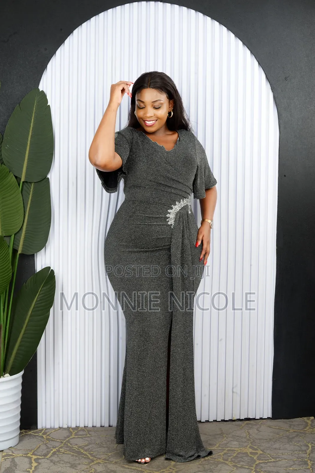 Posh Silver Grey Dinner Dress/Graduation Dress