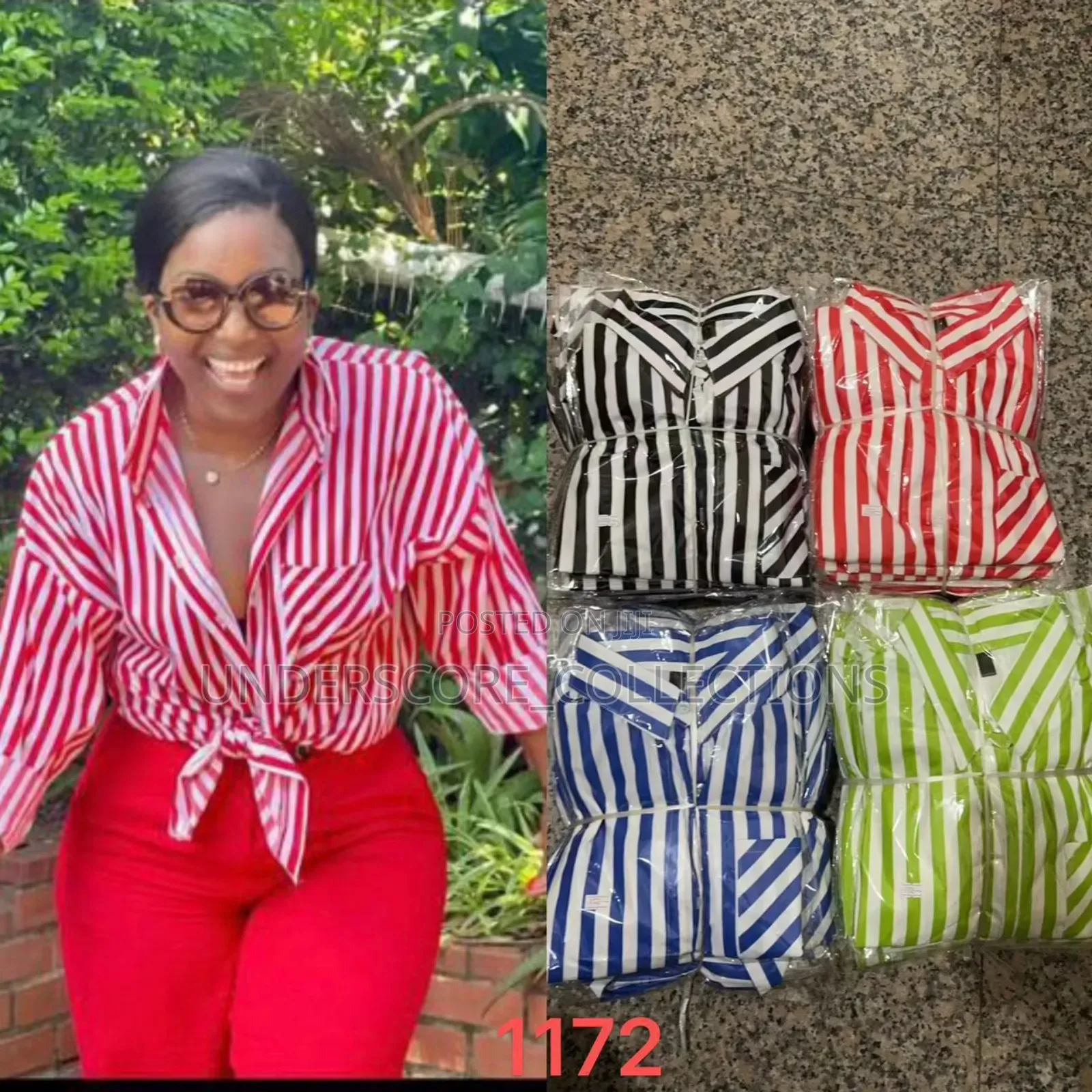 Long Sleeved Striped Ladies Shirts.