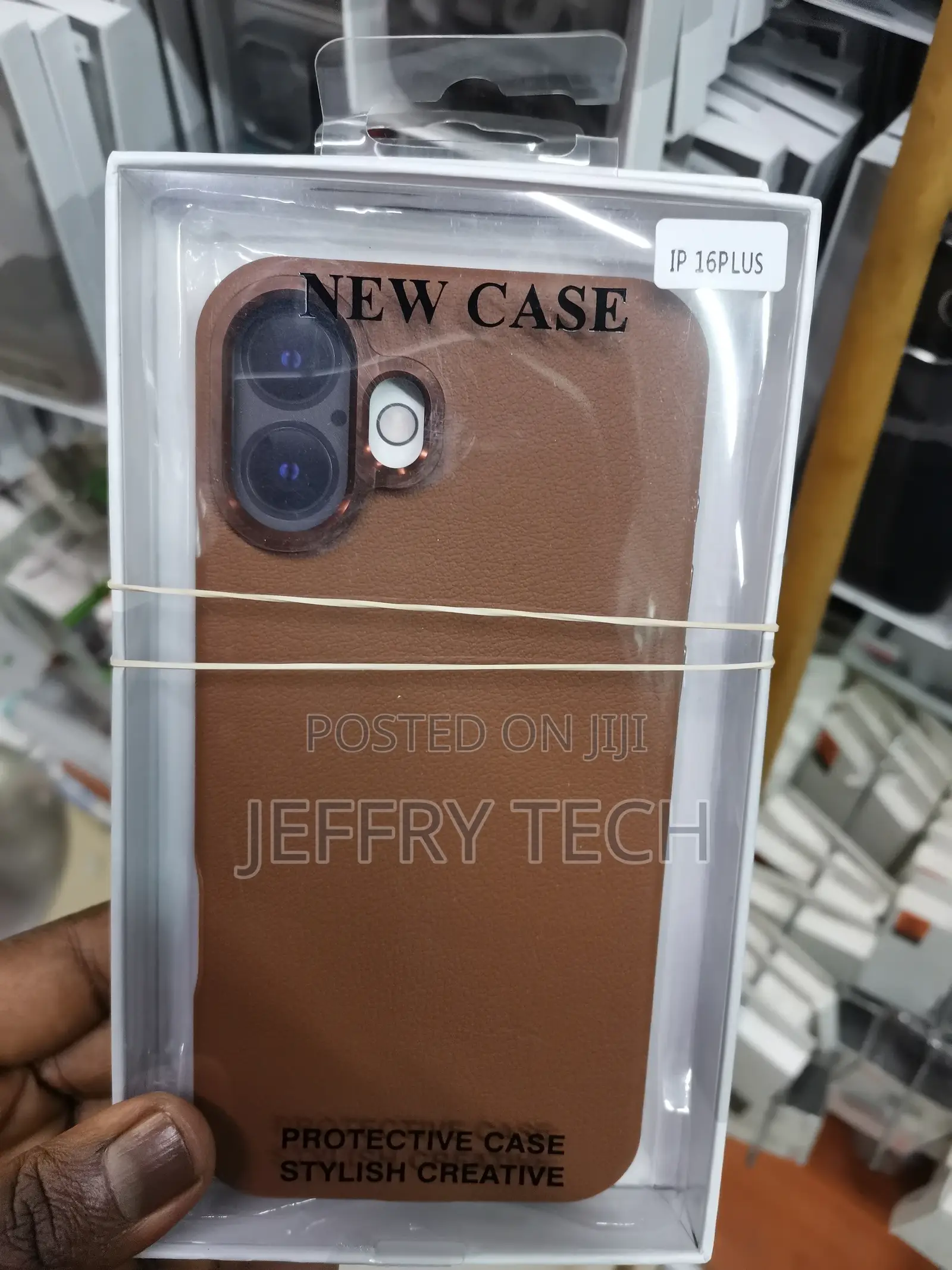 iPhone 16 Plus Leather Shell Case Metal With Raised Edges