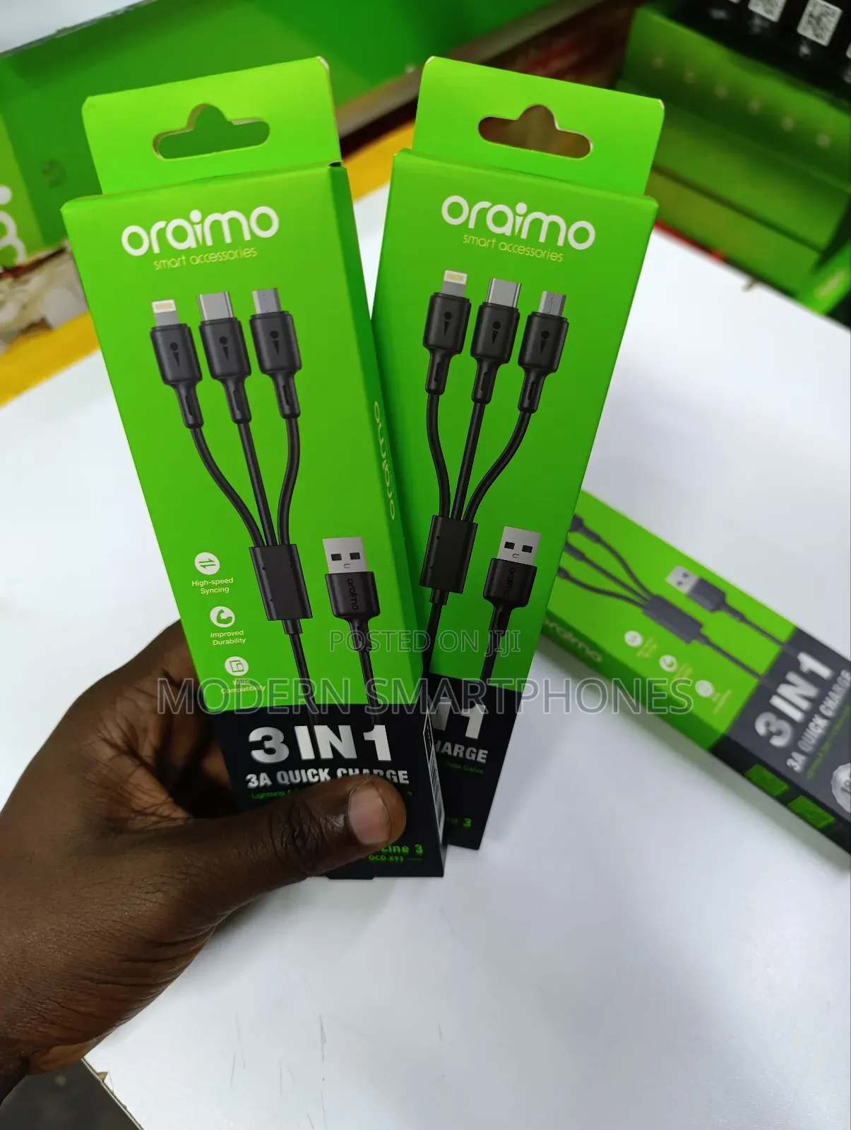 ORAIMO 3 in 1 Data Cable iPhone Type C and Micro Usb Cable