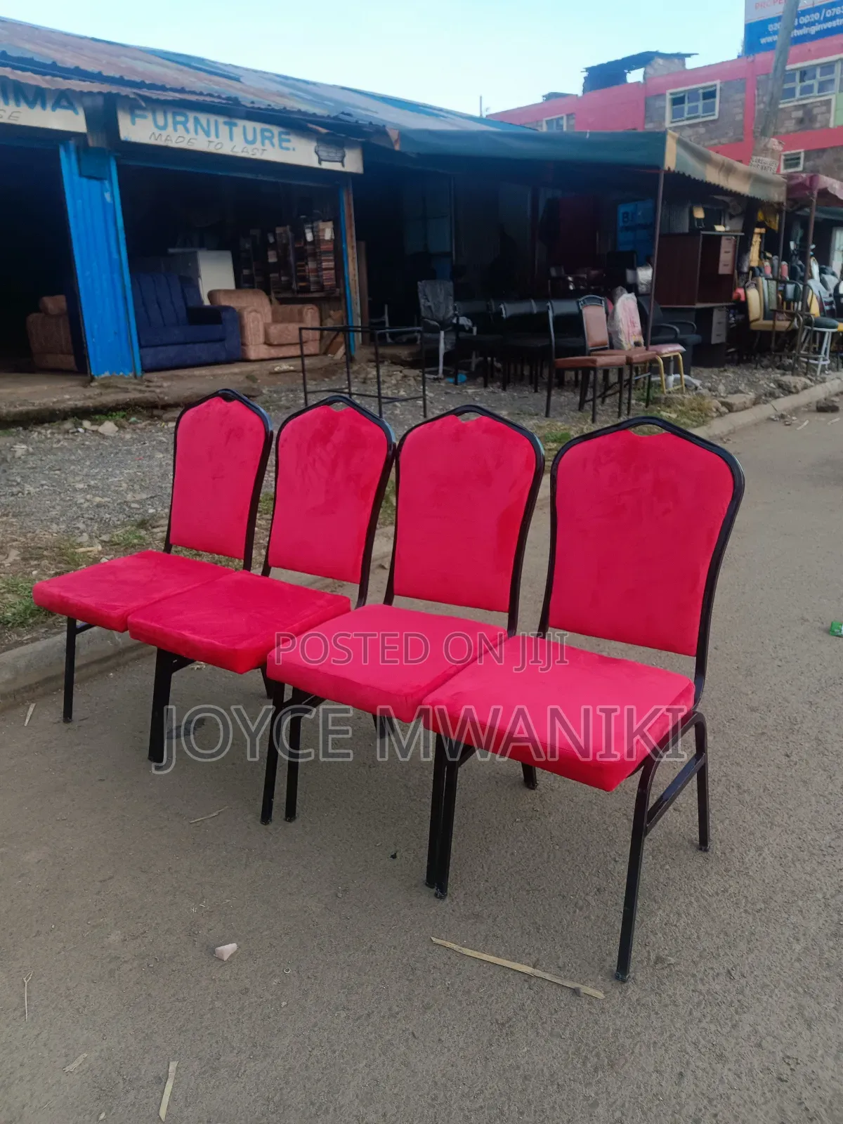 Red Velvet Conference Chairs, Black Frame