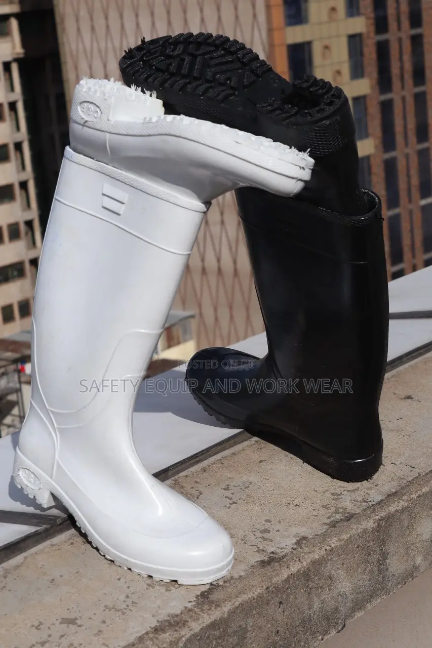 Lightweight Gumboots (Black And White) At Wholesale