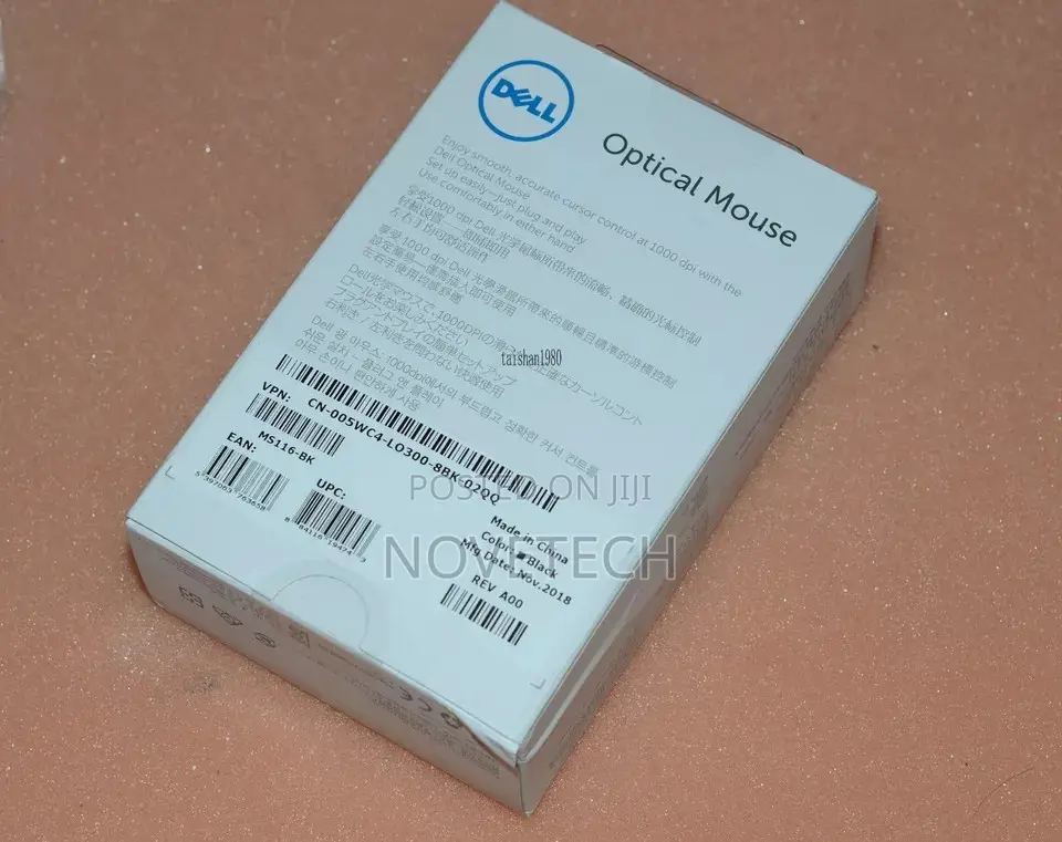 Brand New Dell Mouse Ms116 USB Wired-Black - Black (Ms116)