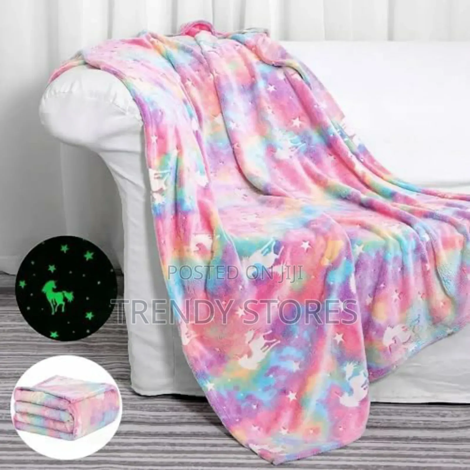 Rainbow Glow in the Dark Fleece Blanket