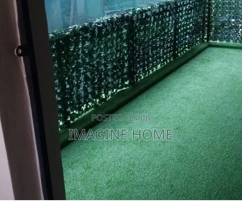 Artificial Floor Grass Carpet With Green Fence Balcony Decor