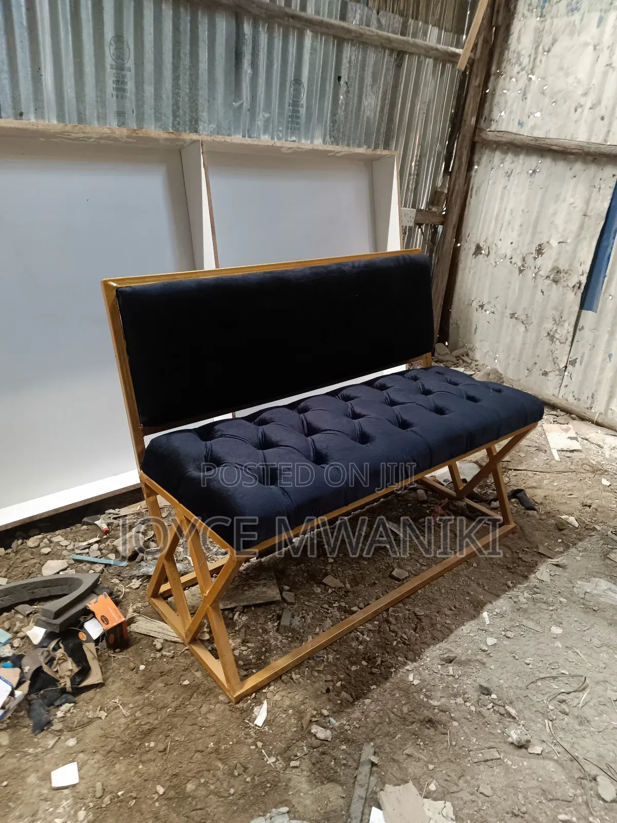 Waiting Seat for Salon or Barber Shop, Black 
