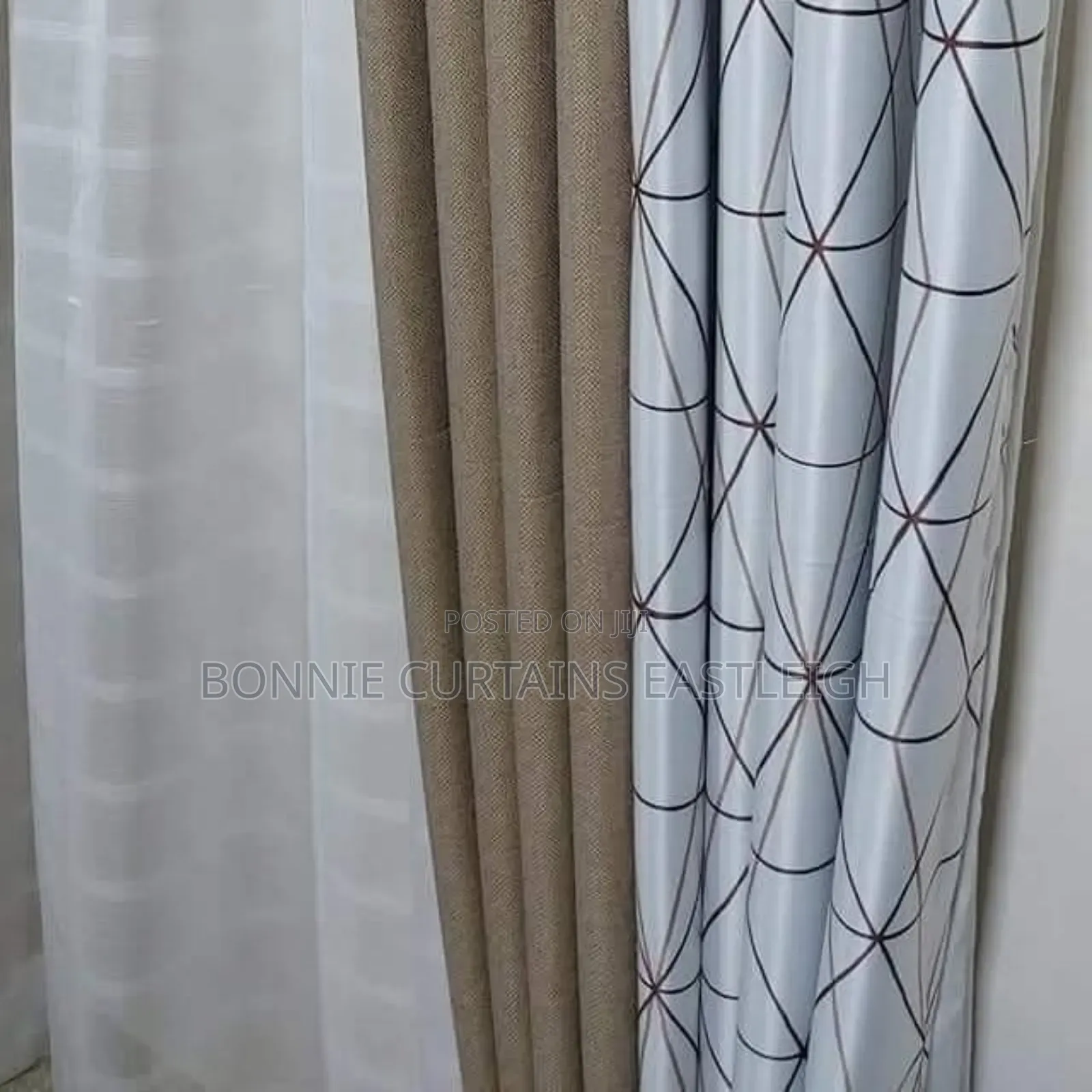 Yellow. Brown Coloured Curtains