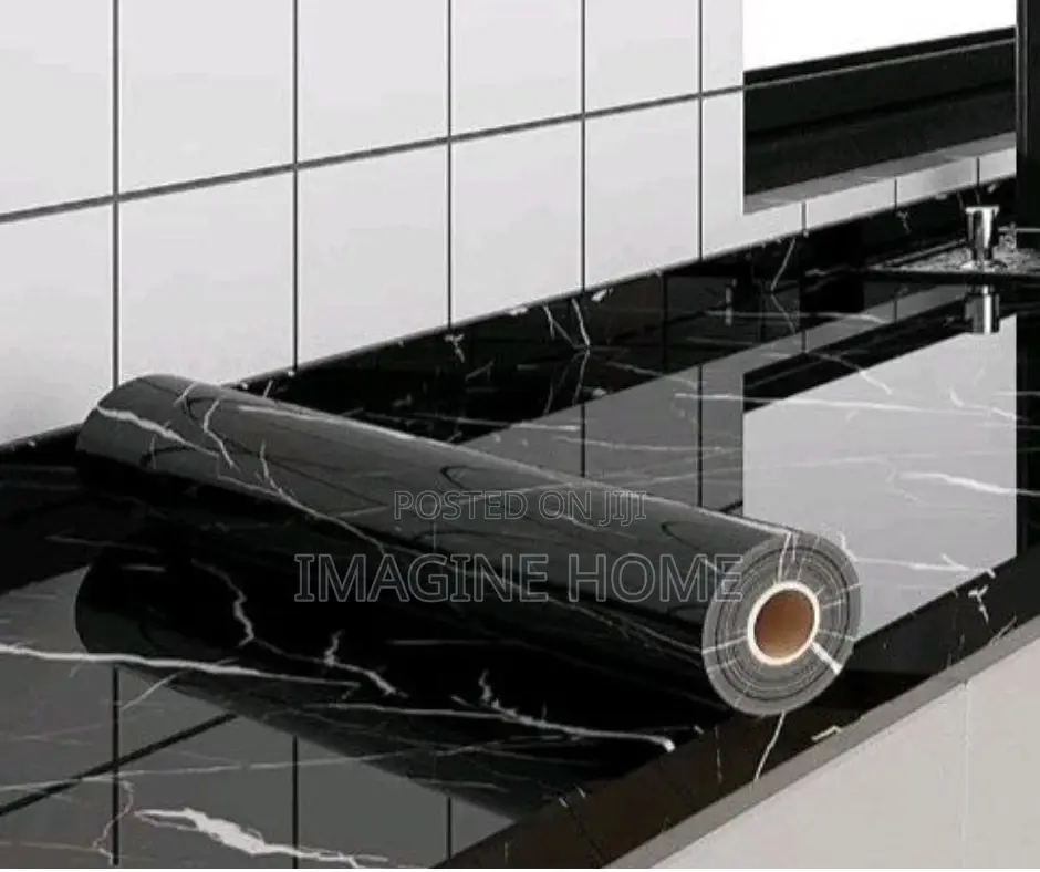 Black Marble Contact Paper, Self Adhesive